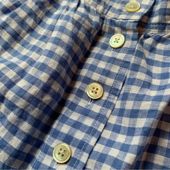 NEW POLO Ralph Lauren Blue Gingham Linen Skirt Tiered - Picture 5 of 13